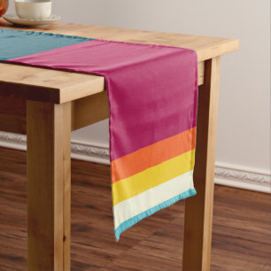 Chemin De Table Long Bande des tons rose et bleu