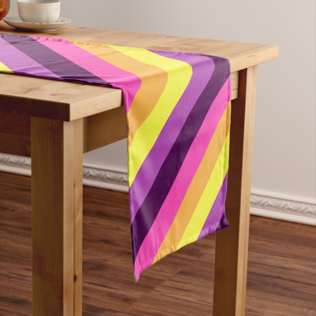 Chemin De Table Long Bandes rétro violettes roses Grande Table Runner (In Situ)