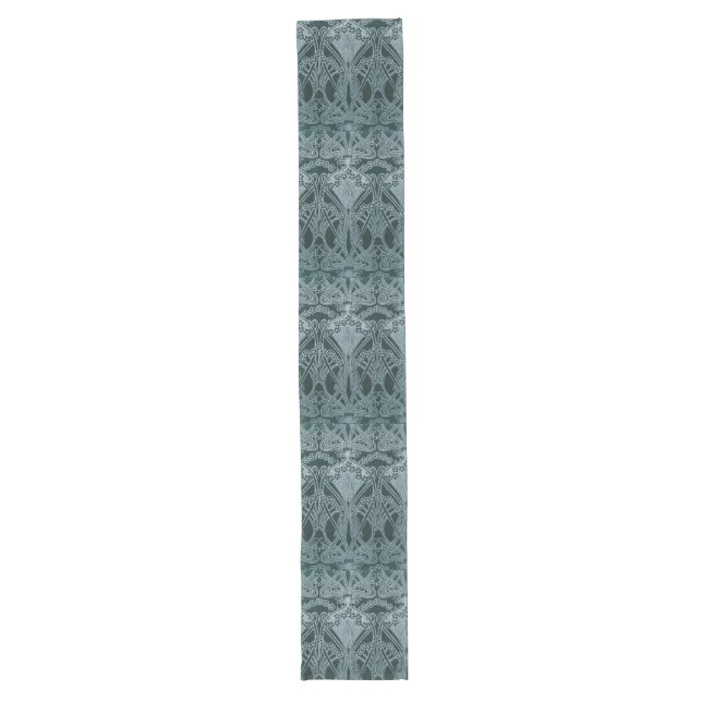 Chemin De Table Long Beau, turquoise argenté, Art nouveau motif, floral (Devant)