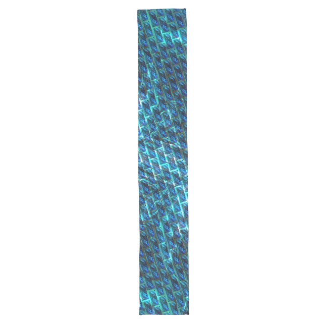 Chemin De Table Long Bleu pâturé, râpe ou effet de brique maigre (Devant)