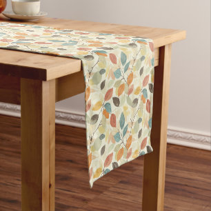 Chemin De Table Long Bleus subtil et oranges Conception feuille