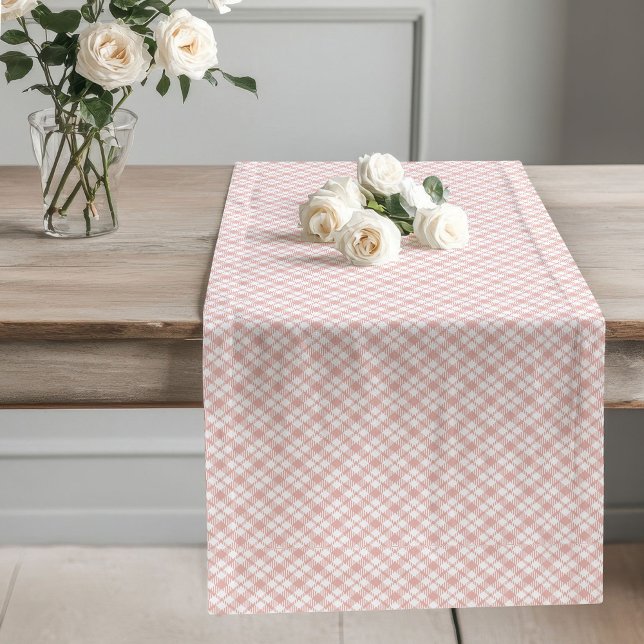 Chemin De Table Long Blush Rose Gold Plaid Runner pour le charme de tab (Blush Rose Gold Plaid Runner for Table Charm)