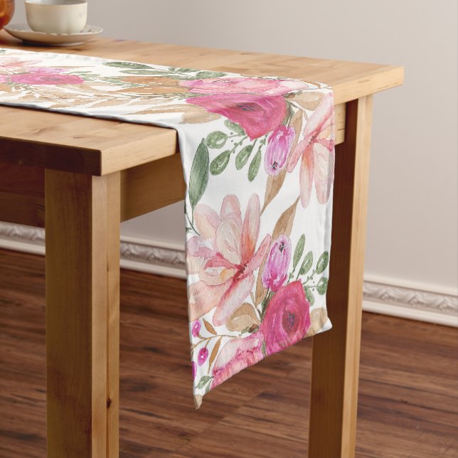 Chemin De Table Long Bouquet de fleurs printanières pastel doux (In Situ)