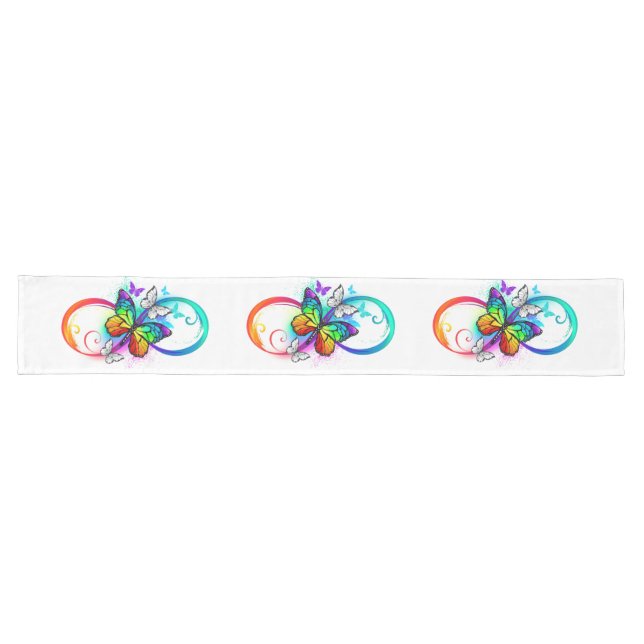 Chemin De Table Long Bright infinity with rainbow butterfly (Horizontal)