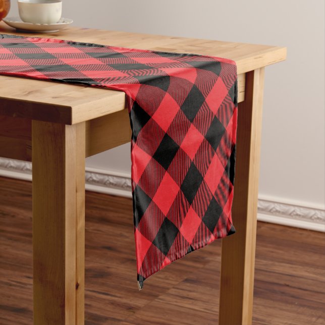 Chemin De Table Long Buffalo Rouge Noir à carreaux  (In Situ)