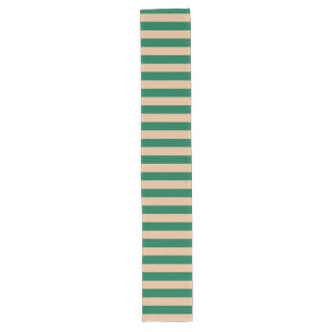 Chemin De Table Long Camel Beige & Classic Green Stripe