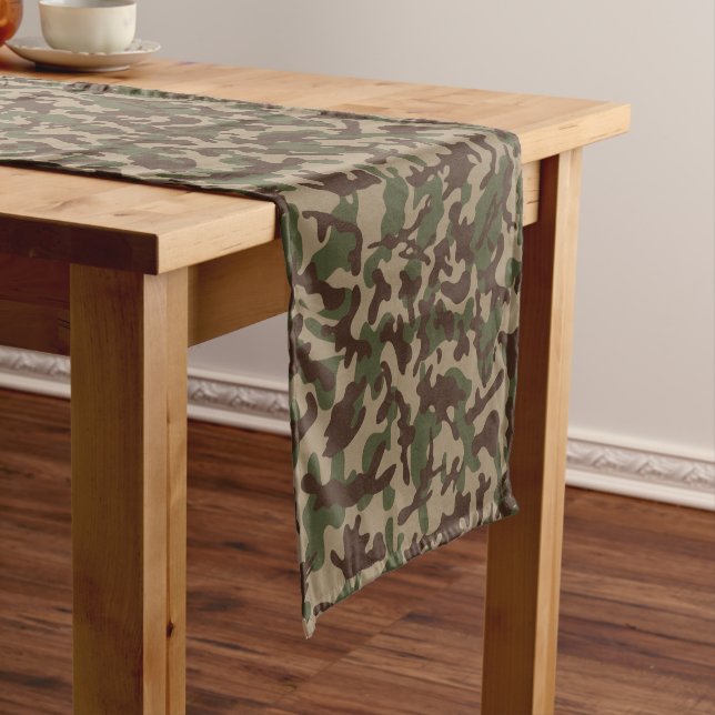Chemin De Table Long Camouflage Bois Profond  (In Situ)