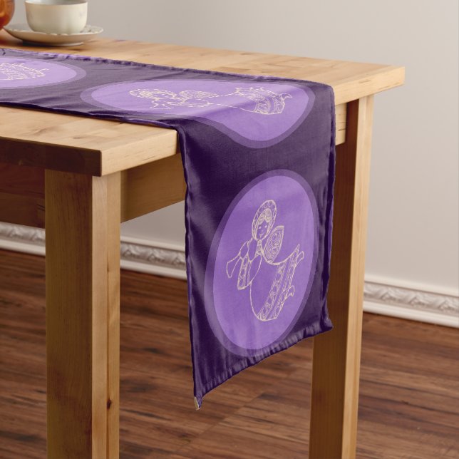 Chemin De Table Long Carrelage Lumineux Ange Lavande (In Situ)