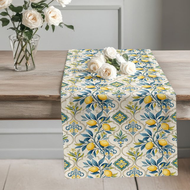 Chemin De Table Long Carrelage méditerranéen complexe décoratif (Decorative Mediterranean Intricate Tile Designs Long Table Runner)