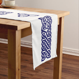 Chemin De Table Long Celtic Knot bleu marine grand coureur de table
