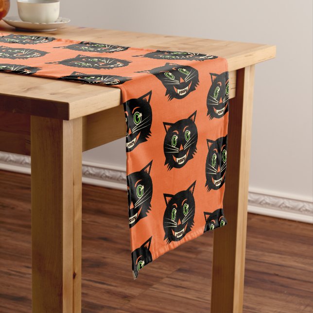 Chemin De Table Long Chat noir vintage (In Situ)