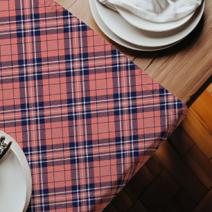 Chemin De Table Long Chic Coral Navy Tartan Fresh Look Tables Élégantes