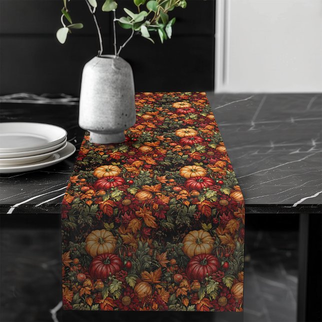 Chemin De Table Long Citrouille Chaud & Floral Classic Fall Décor (Warm Pumpkins & Floral Classic Fall Look Decor Long Table Runner)