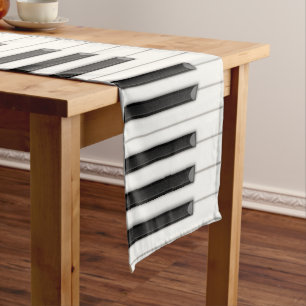 Chemin De Table Long Clés de piano réalistes Runner de table 16 po x 10