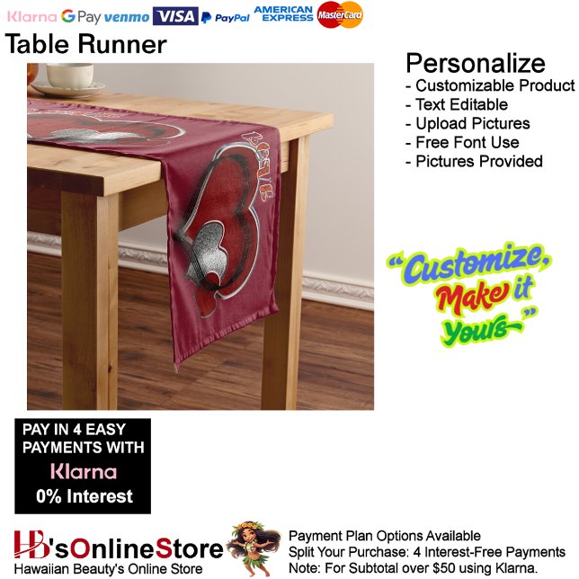 Chemin De Table Long Coeur Magique Maroon Coureur de table Ménage Lin (Heart Magic Maroon Table Runner Household Linen.)