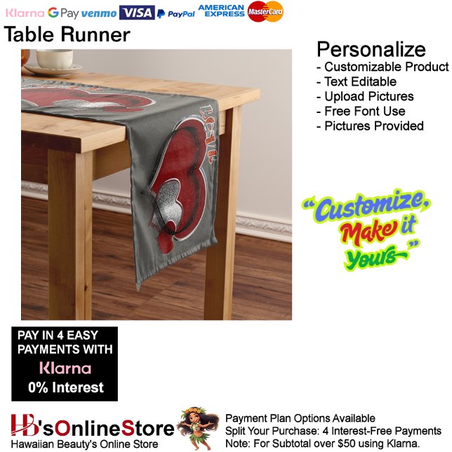 Chemin De Table Long Coeur magique Table à charbon Runner Linge ménager (Heart Magic Charcoal Table Runner Household Linen.)