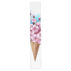 Chemin De Table Long Cône rose Sakura crème glacée gaufre