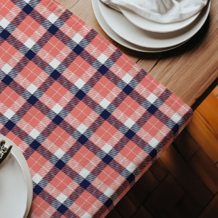Chemin De Table Long Corail et marine à plaid contemporain pour les mai