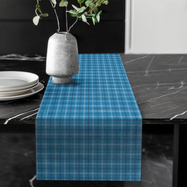 Chemin De Table Long Cosy Marine et Bleu Check Table Accent Pièce (Cozy Navy and Blue Check Table Accent Piece Long Table Runner)