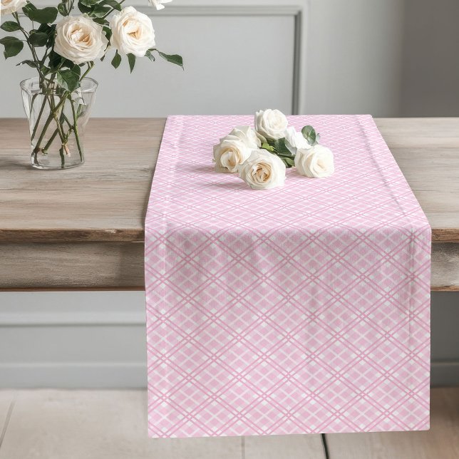 Chemin De Table Long Cosy Rose À damiers Table Runner Dîner Tous Les Jo (Cozy Pink Checkered Table Runner Everyday Dining)