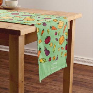 Chemin De Table Long Cottagecore légumes nom vert Table Runner