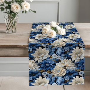 Chemin De Table Long Couleur bleu et blanc Runner de table floral