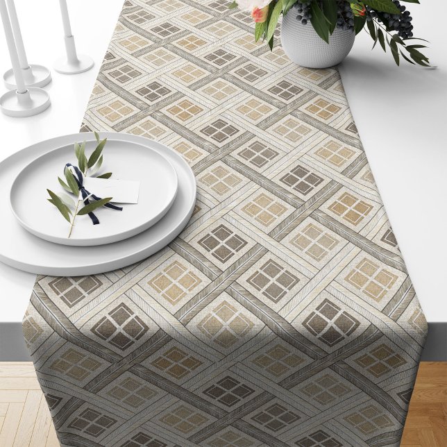 Chemin De Table Long Coupe de table géométrique neutre pour décoration  (Neutral Geometric Table Runner for Modern Decor)