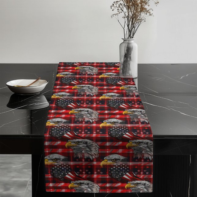 Chemin De Table Long Coureur Aigle Américain Style Table Étoiles et Ban (American Eagle Runner Stars & Stripes Table Style)