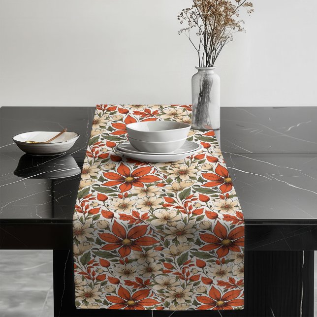 Chemin De Table Long Coureur chic de table d'automne avec fleurs botani (Chic Fall Table Runner with Botanical Blooms)