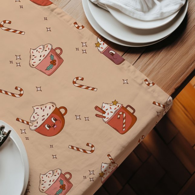 Chemin De Table Long Coureur de Noël Groovy 70s Pastel Atmosphère des F (Groovy Christmas Runner 70s Pastel Holiday Vibe)