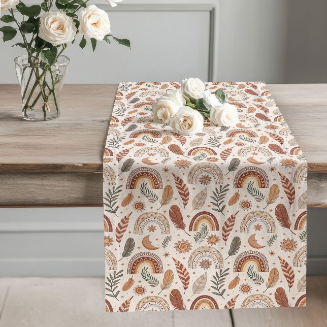 Chemin De Table Long Coureur de table Boho inspirée par Rainbow minimal (Rainbow-Inspired Boho Table Runner Minimalist Chic)