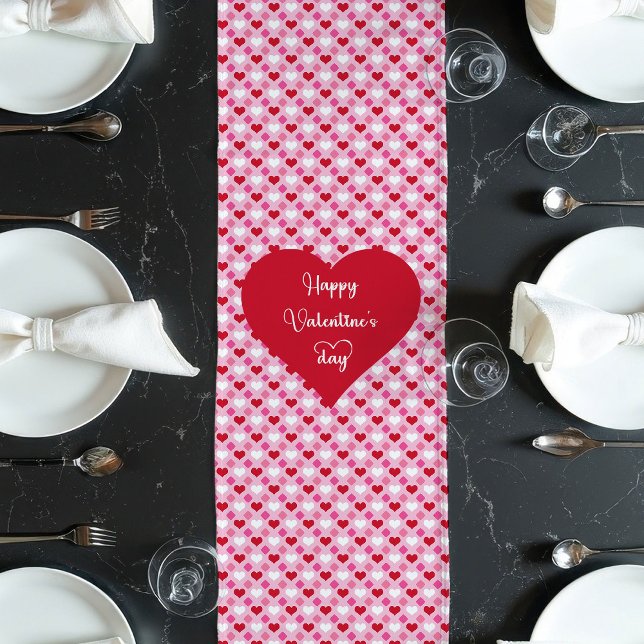 Chemin De Table Long Coureur de table Cœurs rouges romantiques Cadeau p (Romantic Red Hearts Table Runner Gift for Boyfriend)