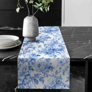 Chemin De Table Long Coureur de table floral de roses de toile français