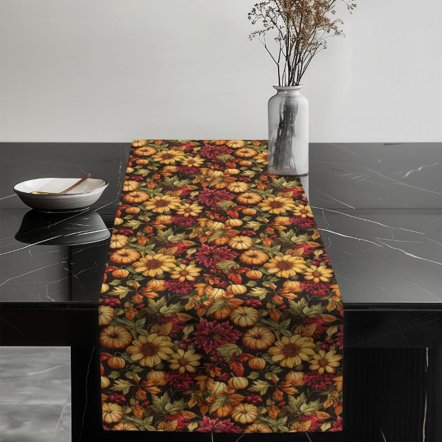 Chemin De Table Long Coureur de table florale Citrouille rustique Touch (Rustic Pumpkin Floral Table Runner Seasonal Touch)