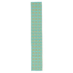 Chemin De Table Long Coureur de table Retro Turquoise et Orange Trellis