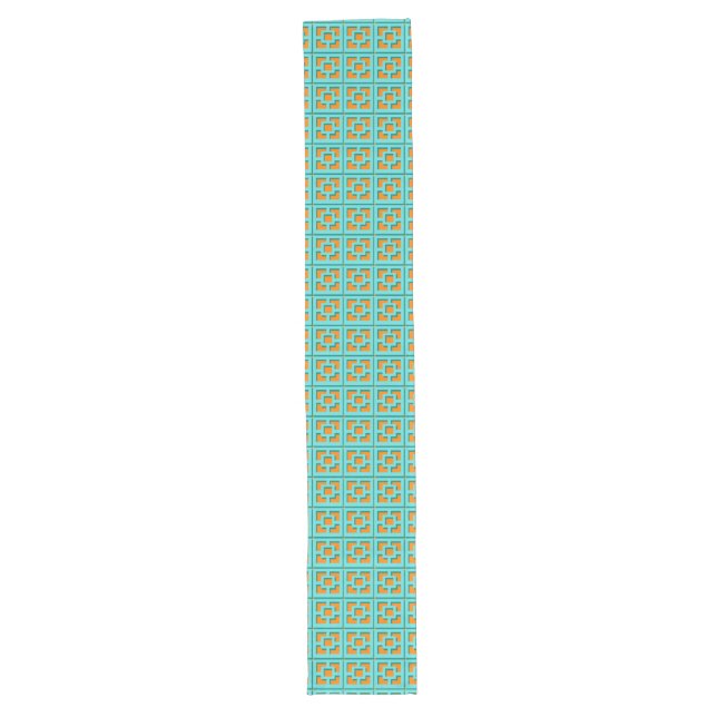 Chemin De Table Long Coureur de table Retro Turquoise et Orange Trellis (Devant)
