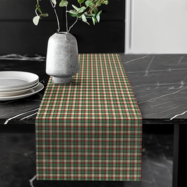 Chemin De Table Long Coureur de table verte rouge pour les fêtes (Red Green Plaid Table Runner for the Holidays)