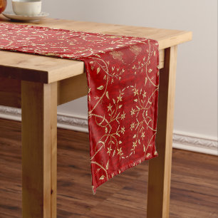 Chemin De Table Long Coureur français de Tableau de broderie d'or roug