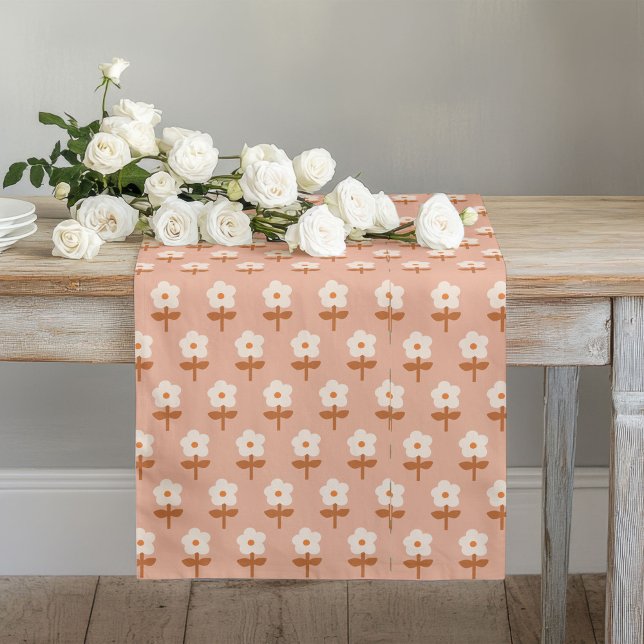 Chemin De Table Long Coureur Rétro Boho Brun Vert Floral Vibes (Retro Boho Runner Brown Green Floral Vibes)