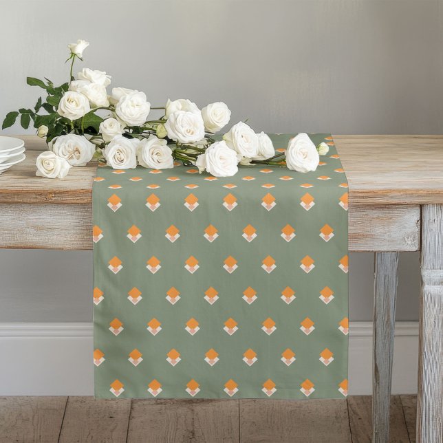 Chemin De Table Long Coureur Vert Pastel Groovy 70s Look de Table Flora (Pastel Green Runner Groovy 70s Floral Table Look)