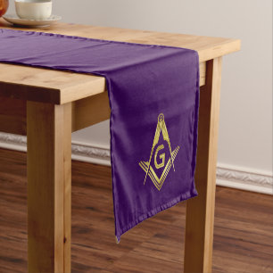 Chemin De Table Long Coureurs de table maçonnique violet et or   Freem