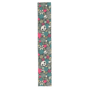 Chemin De Table Long Crâne en fleurs