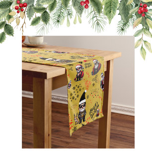 Chemin De Table Long Cute Gangster Père Noël Joyeux Noël sur or  