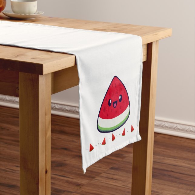 Chemin De Table Long Cute Smiling Kawaii Watermelon (In Situ)