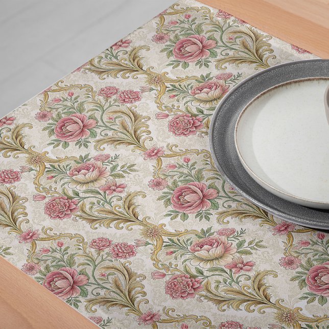 Chemin De Table Long Damask Delight Floral Table Runner Victorian Chic (Damask Delight Floral Table Runner Victorian Chic)
