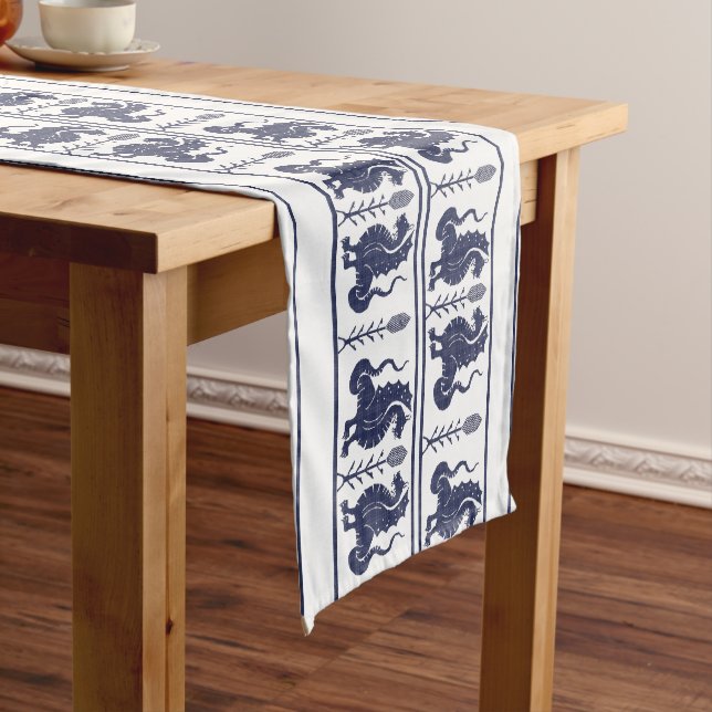 Chemin De Table Long Dark Blue Dragons Table Runner (In Situ)