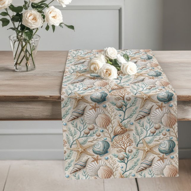 Chemin De Table Long Décor Serene De Table Runner D'Inspiration Océaniq (Ocean-Inspired Table Runner Serene Dining Setting)