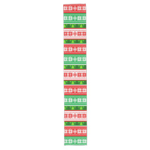 CHEMIN DE TABLE LONG DÉCORATIONS DE NOËL DESIGN ROUGE BLANC VERT
