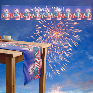Chemin De Table Long Défilé du 4 juillet "Que la liberté sonne"