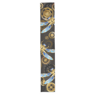 Chemin De Table Long Dragonflies de Steampunk sur arrière - plan rayé